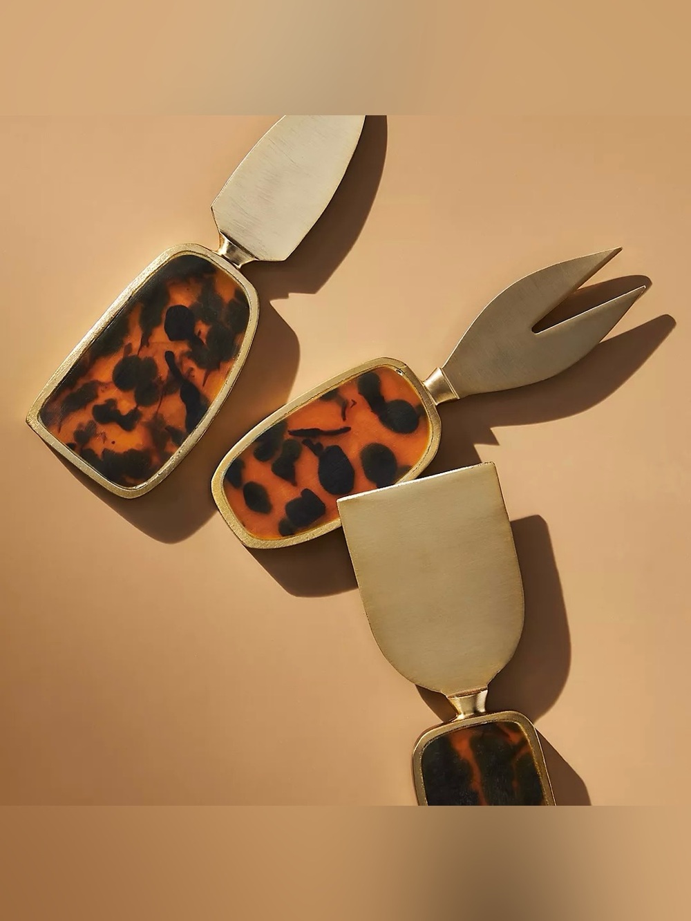 ANTHROPOLOGIE Tortoiseshell Cheese Knife Set